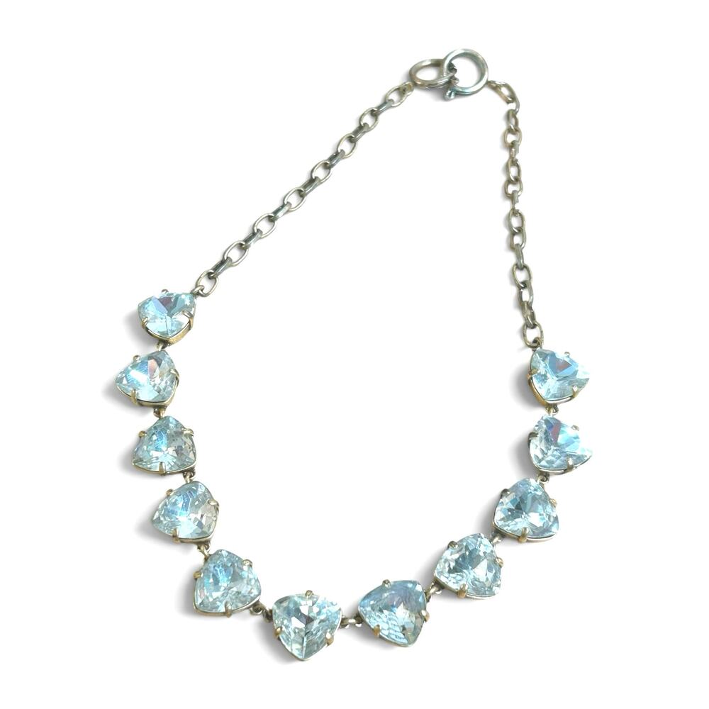 Stella & Dot Somervell Necklace Gold Tone Triangular Faceted Clear Crystals